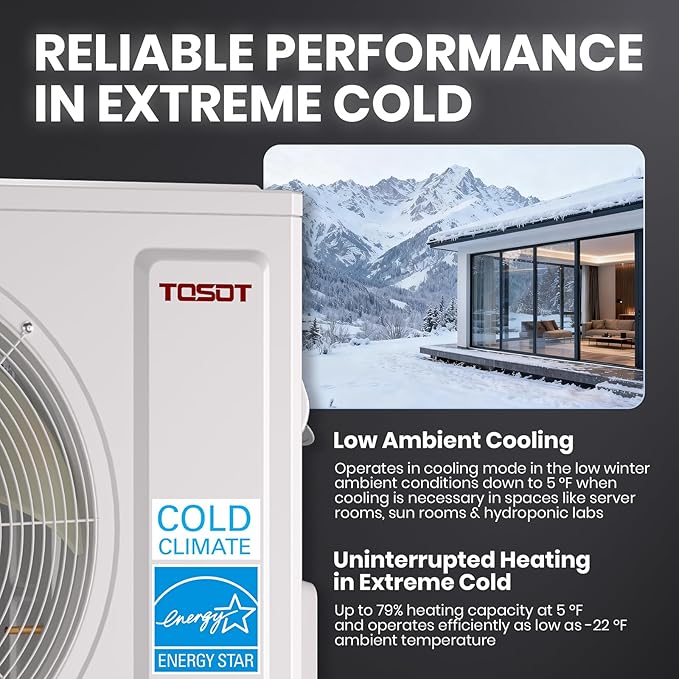 18,000 BTU 24.5 SEER2, Mini-Split Air Conditioner & Heater, Energy Star & Cold Climate Certified, Ductless Inverter AC Unit