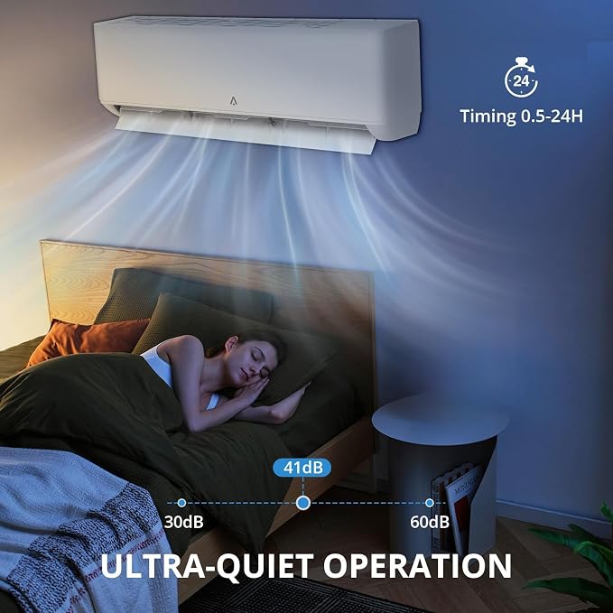 18,000 BTU Ductless Mini Split AC & Heat Pump, 21 SEER2 Inverter, Ultra-Quiet, WiFi & Voice Control, 4 Modes, Cools & Heats