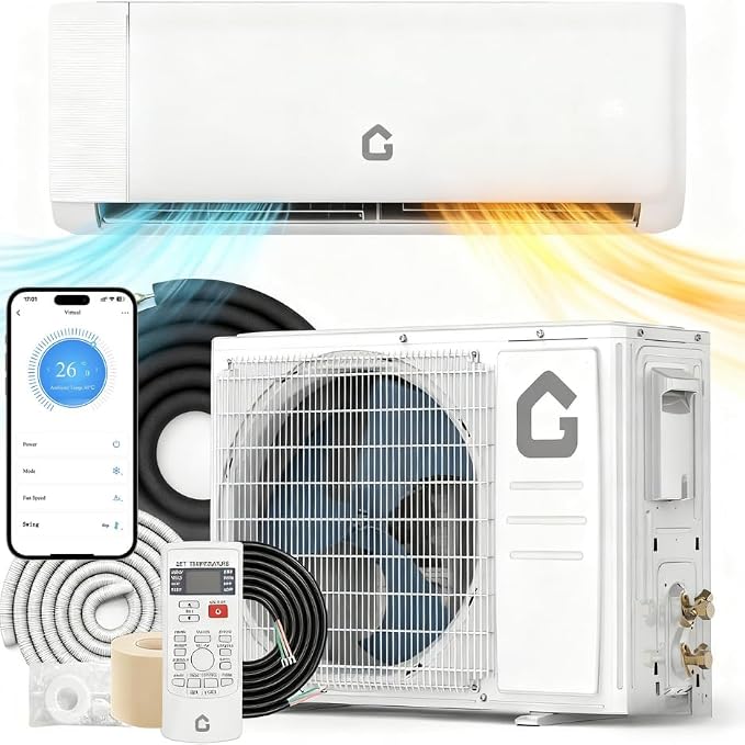 18,000 BTU Ductless Mini Split AC & Heat Pump, 21 SEER2 Inverter, Ultra-Quiet, WiFi & Voice Control, 4 Modes, Cools & Heats