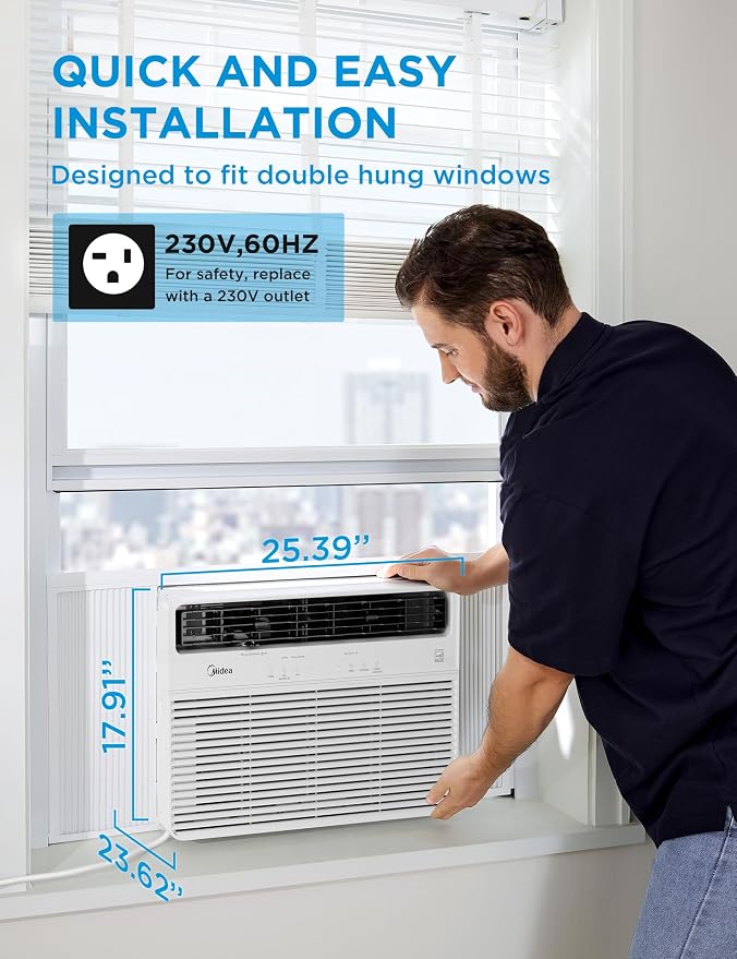 18,000 BTU Smart Inverter Window Air Conditioner with APP, Alexa Control, 208/230V AC Unit Cools up to 1,000 Sq. Ft, Quiet