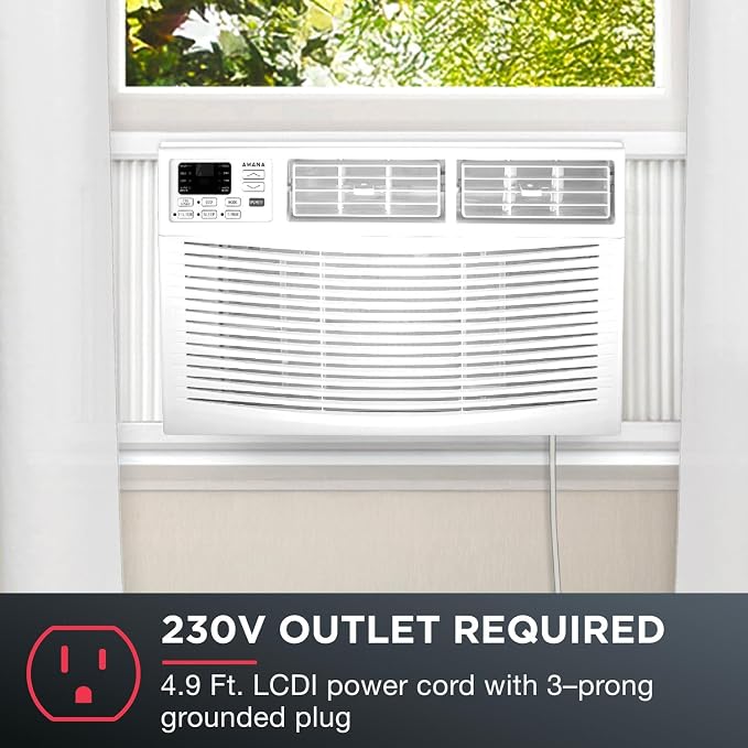 18,000 BTU Window Air Conditioner, 230V, Window AC for Rooms up to 1,000 Sq.Ft with Remote Control, 24H Timer, 3-Speeds