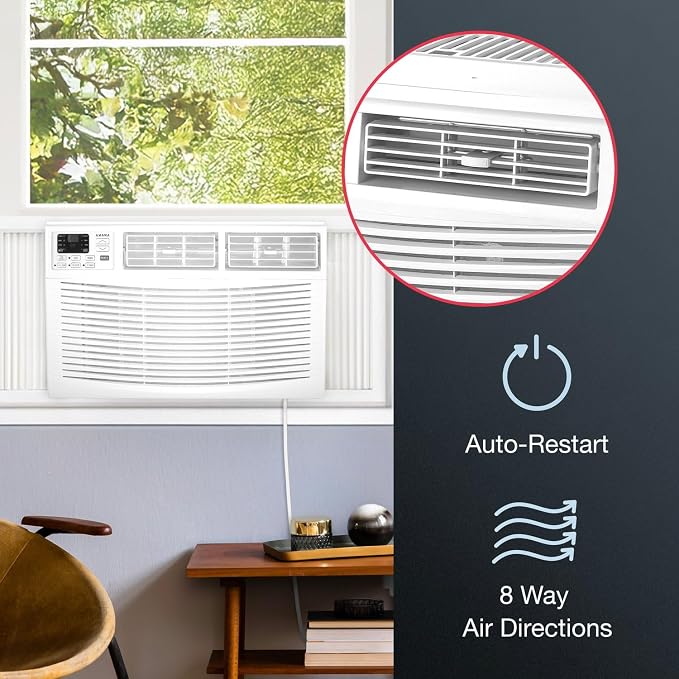 18,000 BTU Window Air Conditioner, 230V, Window AC for Rooms up to 1,000 Sq.Ft with Remote Control, 24H Timer, 3-Speeds