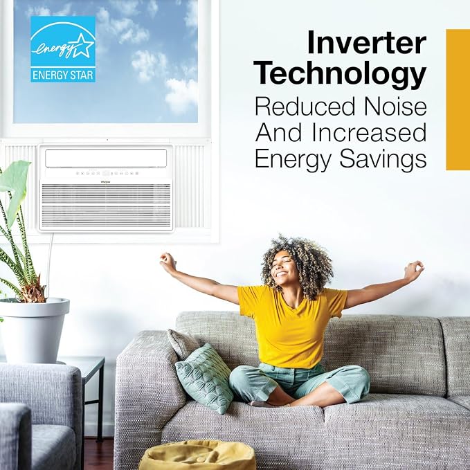 18,000 BTU Window Mounted Inverter Air Conditioner with Quiet, High Efficiency Operation and Remote, Window AC Unit for