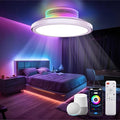 18" Bladeless Ceiling Fans, Low Profile Ceiling Fan with Light, Smart RGB Ceiling Light Fixture Support Alexa with