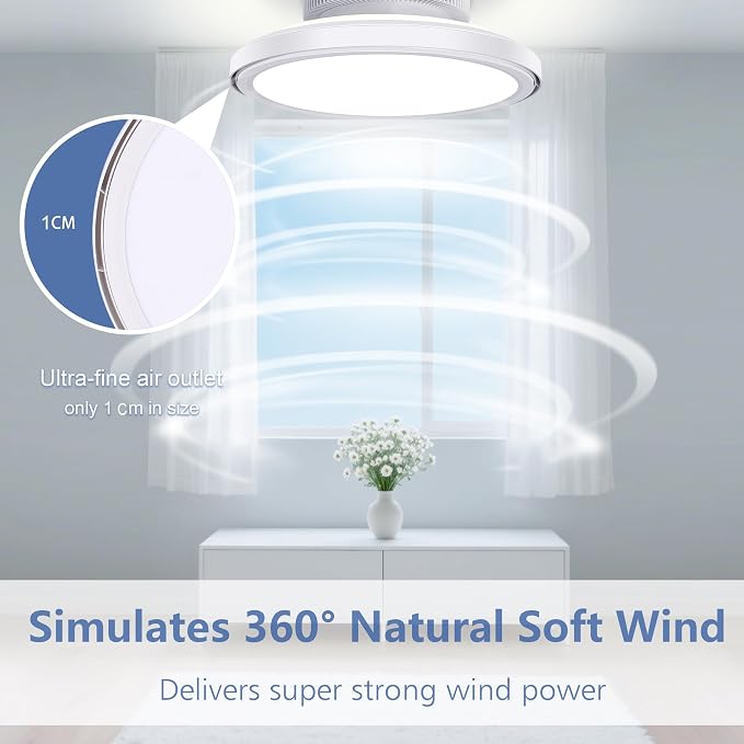 18" Bladeless Ceiling Fans, Low Profile Ceiling Fan with Light, Smart RGB Ceiling Light Fixture Support Alexa with