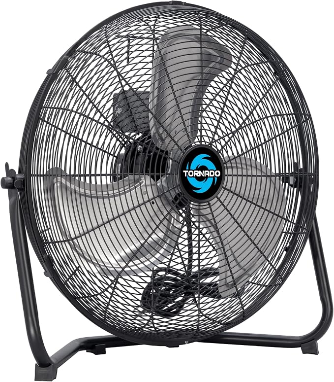 18" High Velocity Floor Fan Industrial Metal 3-Speed Heavy Duty Cooling Fan for Workshop, Garage, Home, Office, 120° Tilt