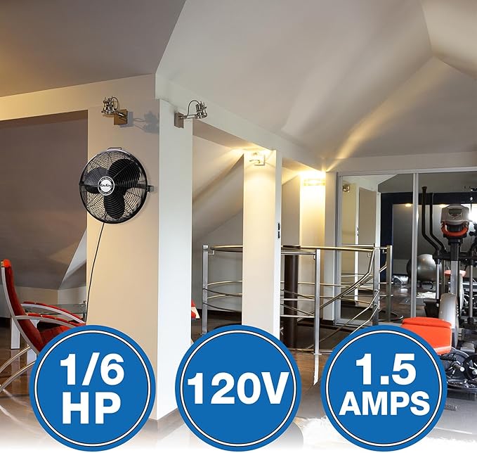 18-Inch 1/6 HP Industrial Grade High Velocity Multi Mount Fan with 3-Speeds, Pivoting Fan Head, Durable Powder-Coated Steel