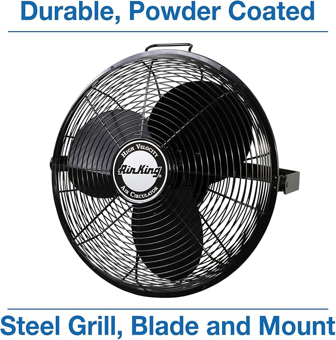18-Inch 1/6 HP Industrial Grade High Velocity Multi Mount Fan with 3-Speeds, Pivoting Fan Head, Durable Powder-Coated Steel