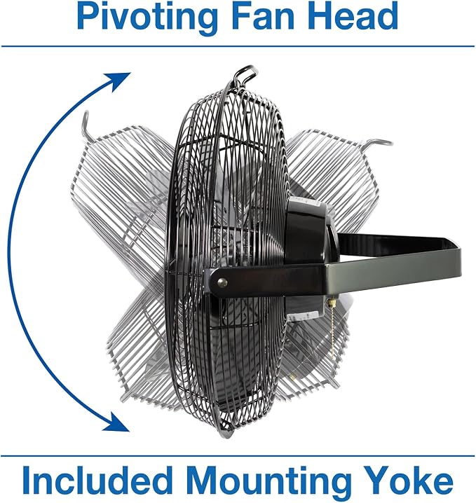 18-Inch 1/6 HP Industrial Grade High Velocity Multi Mount Fan with 3-Speeds, Pivoting Fan Head, Durable Powder-Coated Steel