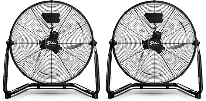 18 Inch 3-Speed High Velocity Heavy Duty Metal Industrial Floor Fan for Warehouse, Workshop, Factory and Basement, Black, 2