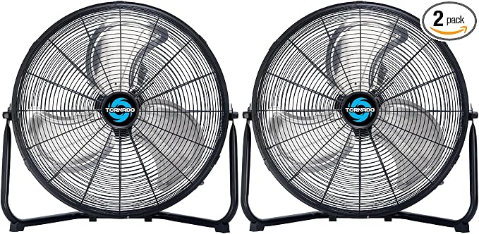 18 Inch High Velocity Floor Fan, Heavy Duty Metal Industrial Fans, 3 Powerful Speed, 120° Adjustable Tilting 6.0 FT Cord - 2