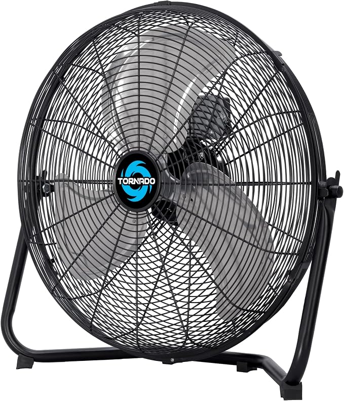 18 Inch High Velocity Metal Floor Fan, 3-Speed Powerful Cooling for Industrial, Commercial, and Home Spaces, 120°Tilt, 6.0 FT