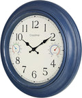 18 Inch Large Outdoor Wall Clock Waterproof with Thermometer & Hygrometer Combo – Vintage Farmhouse Weather Station for