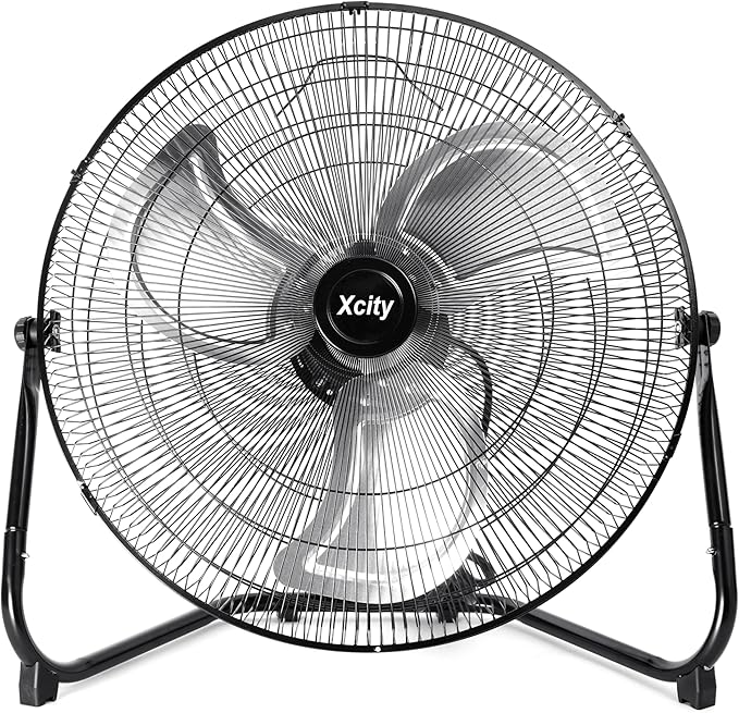18-Inch Metal Floor Fan, High Velocity 4000 CFM Industrial Fan, 3-Speed & 360° Adjustable Tilt, Heavy Duty for Garage