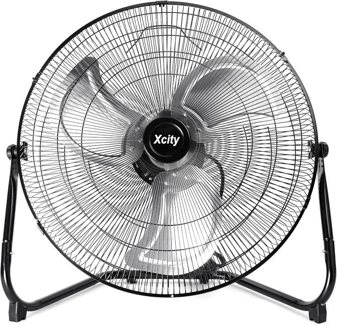 18 Inch Metal Industrial Floor Fans, Max 4012 CFM, Heavy Duty High Velocity Fan with 3-speed and 360°Adjustable Tilt, for