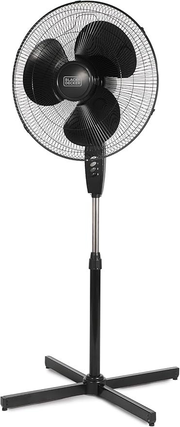 18-Inch Pedestal Fan, BFP18SXB, Oscillating Fan for Home and Office, Standing Fan with 3 Speed Settings, Height Adjustable