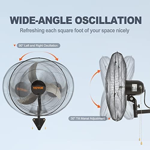 18 inch Wall Mount Fan Oscillating, 3-speed High Velocity Max. 4000 CFM Industrial Wall Fan for Indoor, Commercial