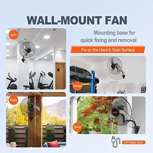 18 inch Wall Mount Fan Oscillating, 3-speed High Velocity Max. 4000 CFM Industrial Wall Fan for Indoor, Commercial