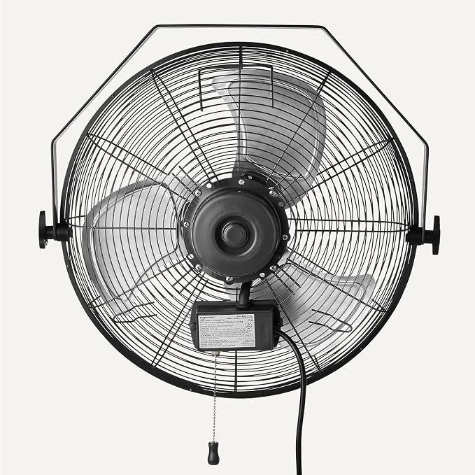 18" Outdoor Heavy-Duty Misting Fan, Wall-Mounted, Industrial, Waterproof (IP44), With Tilt Head, Metal Blades, alternate view