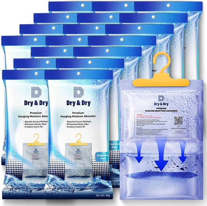 18 Pack [14 OZ] Moisture Absorbers - Dehumidifier for Home, Basement, Bedroom - Small Dehumidifiers 18 Pack 14 OZ White