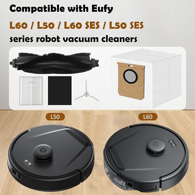 18 Pack L60 Accessories Kit Replacement Compatible with L60 / L50 Robot Vacuum, Accessories Kit 2 Roller Brush, 4 Side