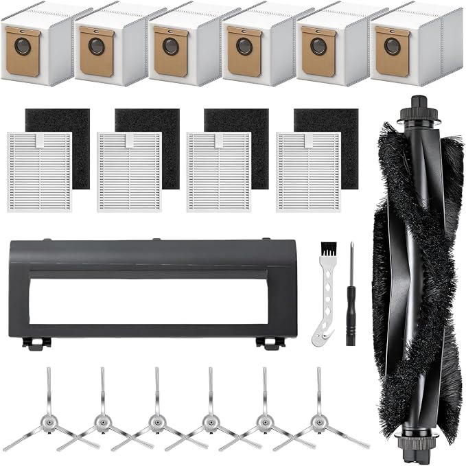 18 Pack Replacement Parts for L50, L60 Robot Vacuum Series Robot Vacuums Accessories Kit, 1 Roller Brush, 4 Pack Filters