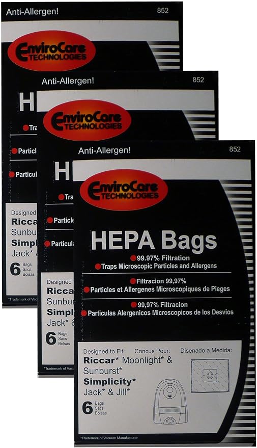 18 Moonlight Simplicity Type Z HEPA Vacuum Cleaner Bags, product image