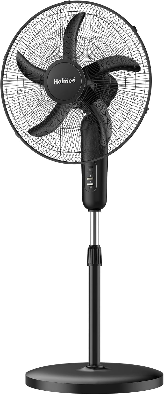 18" Stand Fan, 80° Oscillation, 3 Speeds, 5 Blades, Adjustable Height, 30° Head Tilt, Ideal for Home, Bedroom or Office