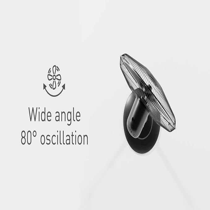 18" Stand Fan, 80° Oscillation, 3 Speeds, 5 Blades, Adjustable Height, 30° Head Tilt, Ideal for Home, Bedroom or Office