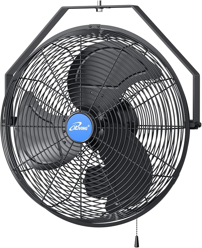 18" Wall Mounted Fan - 6360 CFM, 3-Speed, Industrial Grade, Commercial/Residential, Weatherproof Outdoor/Indoor