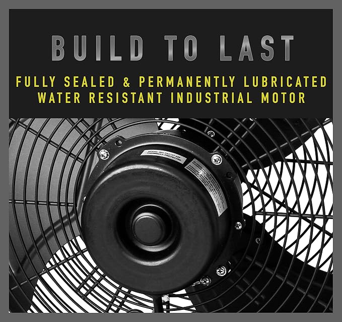 18" Wall Mounted Fan - 6360 CFM, 3-Speed, Industrial Grade, Commercial/Residential, Weatherproof Outdoor/Indoor, alternate