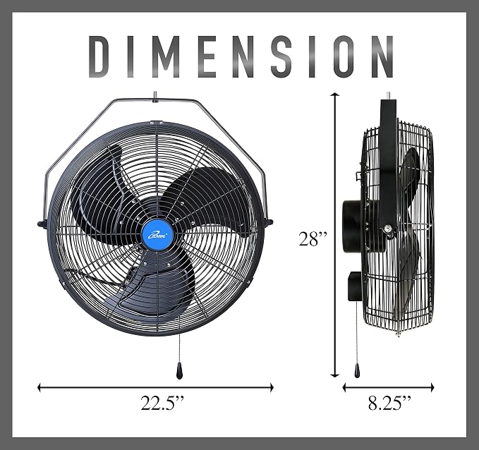 18" Wall Mounted Fan - 6360 CFM, 3-Speed, Industrial Grade, Commercial/Residential, Weatherproof Outdoor/Indoor, alternate