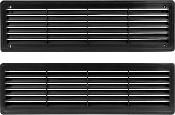 18" x 5" Inch (Outer Size) Black Plastic Louvered Door Vents for Interior Doors – 2 Sided Two Way Door Air Return and Intake