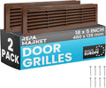 18" x 5" Inch (Outer Size) Pack of 2 Brown Plastic Louvered Door Vents for Interior Doors – 2 Sided Two Way Door Air Return