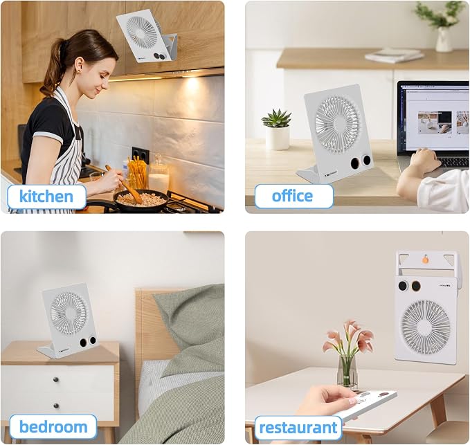 180°Foldable Portable Personal Fan Built-in 5000mAh Rechargeable Battery,Remote Control,Variable Stepless Speed.Hanging