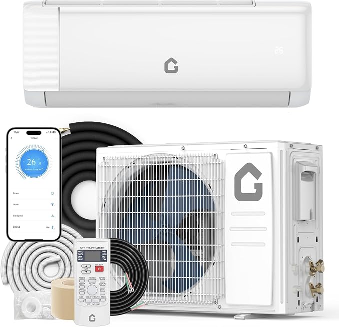 18000 BTU Mini Split AC/Heating System, 19 SEER2 Ductless Inverter Split Air Conditioner Unit with Heat Pump, 5 Modes