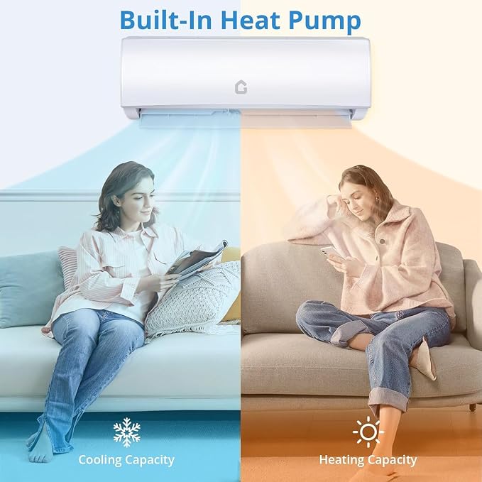 18000 BTU Mini Split AC/Heating System, 21 SEER2 208/230V WIFI Enabled Energy Efficient Mini Split Air