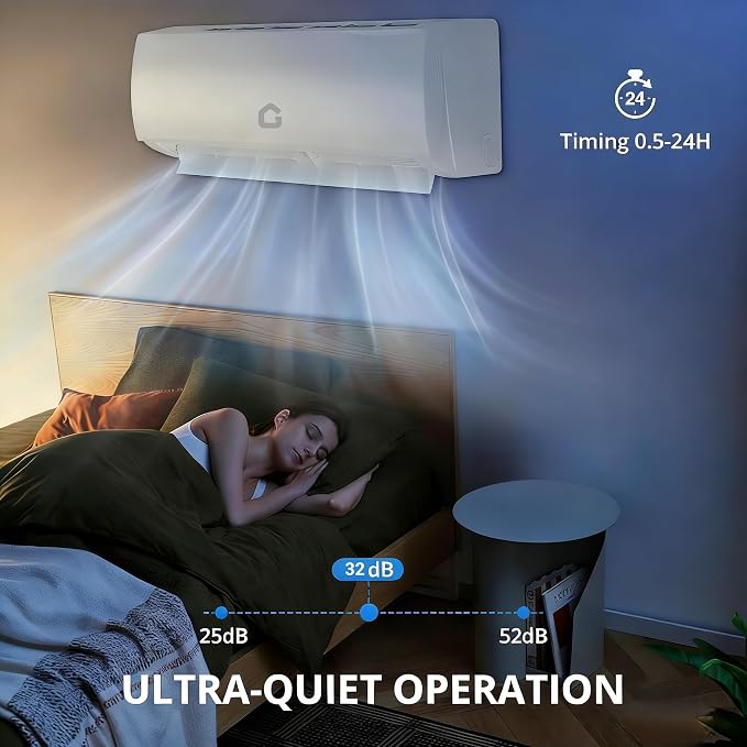 18000 BTU Mini Split AC/Heating System, 21 SEER2 208/230V WIFI Enabled Energy Efficient Mini Split Air