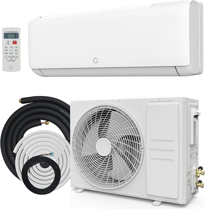 18000 Btu Mini Split AC Heating System, Wifi Enabled Mini Split Air Conditioner with 19 SEER2 Inverter, Heat Pump, 208-230V