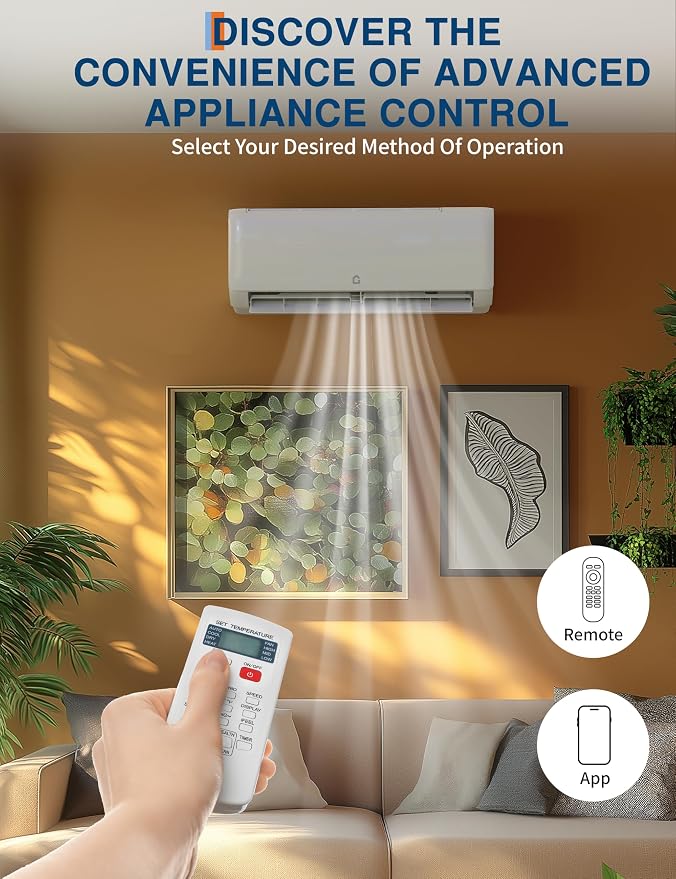 18000 Btu Mini Split AC Heating System, Wifi Enabled Mini Split Air Conditioner with 19 SEER2 Inverter, Heat Pump, 208-230V