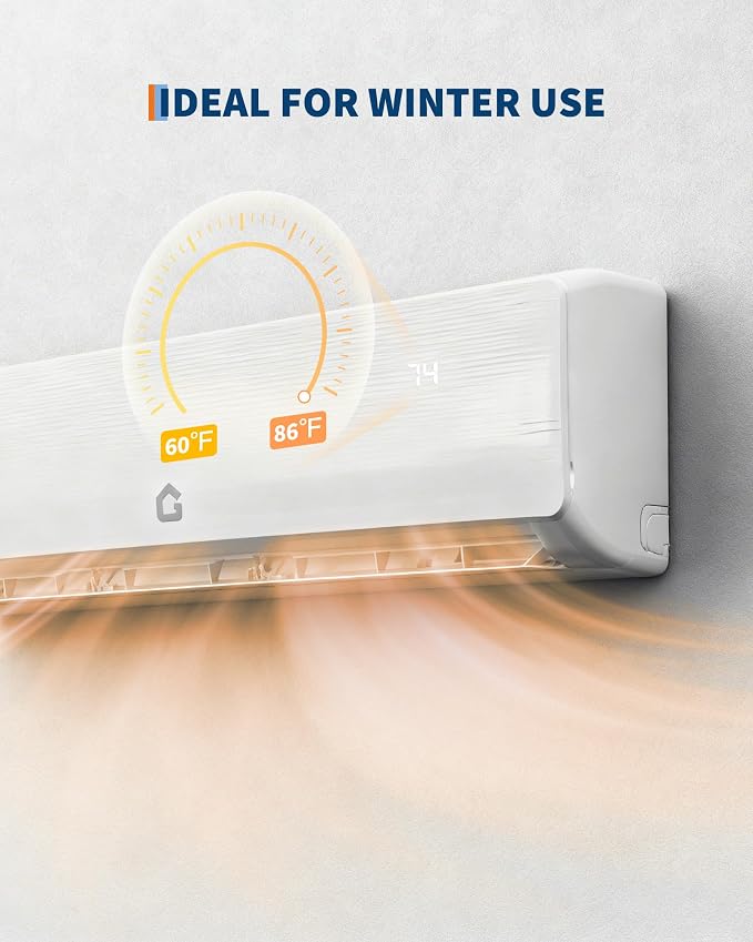 18000 BTU Mini Split Air Conditioner,19 SEER2 Ductless Inverter AC w/ 230V, Cool Up to 1250 Sq. Ft with Heat Pump