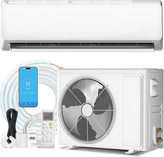 18000 BTU Mini Split Air Conditioner, 19 SEER2 Ductless AC, 230V Inverter System, Alexa Compatible, Cools Up to 1250 Sq. Ft