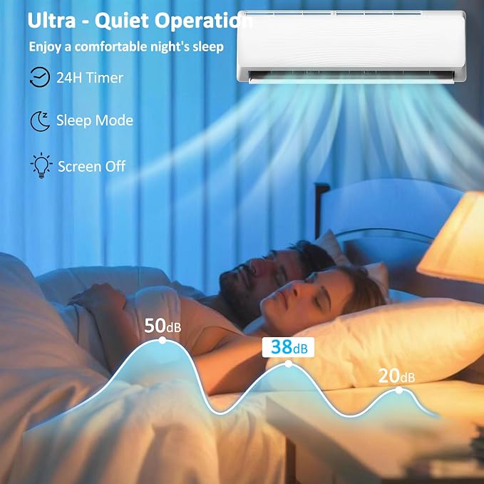 18000 BTU Mini Split Air Conditioner, 19 SEER2 Ductless AC, 230V Inverter System, Alexa Compatible, Cools Up to 1250 Sq. Ft