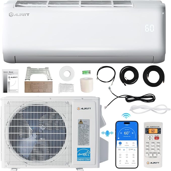 18000 BTU Mini Split Air Conditioner Heat Pump, SEER2 21, 220V, Energy Star Inverter AC with Wi-Fi Smart Control, Voice