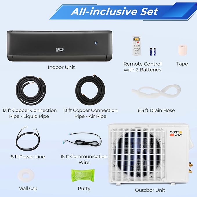 18000 BTU Mini Split Air Conditioner & Heater, 21 SEER2 208-230V Inverter AC Unit Cools Rooms up to 1250 Sq. Ft, Energy