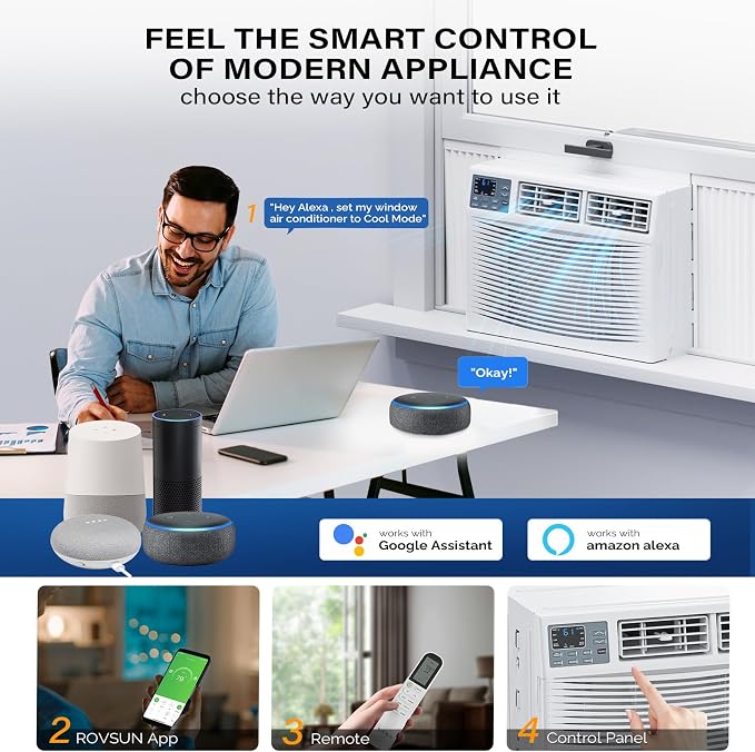 18000 BTU Window Air Conditioner with Heat, Window AC Unit & Heater Combo with APP & Voice Smart Control, Timer Function &