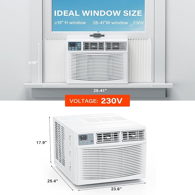 18000 BTU Window Air Conditioner with Heat, Window AC Unit & Heater Combo with APP & Voice Smart Control, Timer Function &