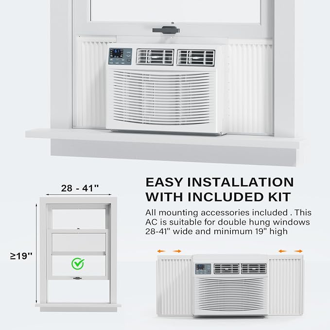 18000 BTU Window Air Conditioner with Heat, Window AC Unit & Heater Combo with APP & Voice Smart Control, Timer Function &