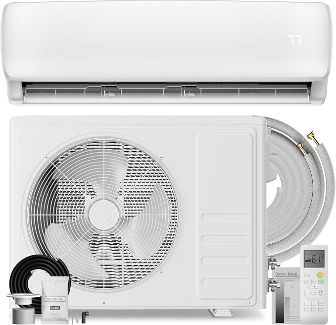 18000BTU Mini Split AC/Heating System, 19 SEER2 Energy Efficient Mini Split Air Conditioner with Heat Pump, 230V Cools Up to
