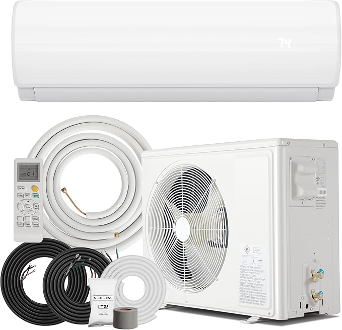 18000BTU Mini Split Air Conditioner & Heater with Inverter, 19 SEER2 230V Energy Saving AC Unit Cools Rooms up to 1250 Sq.